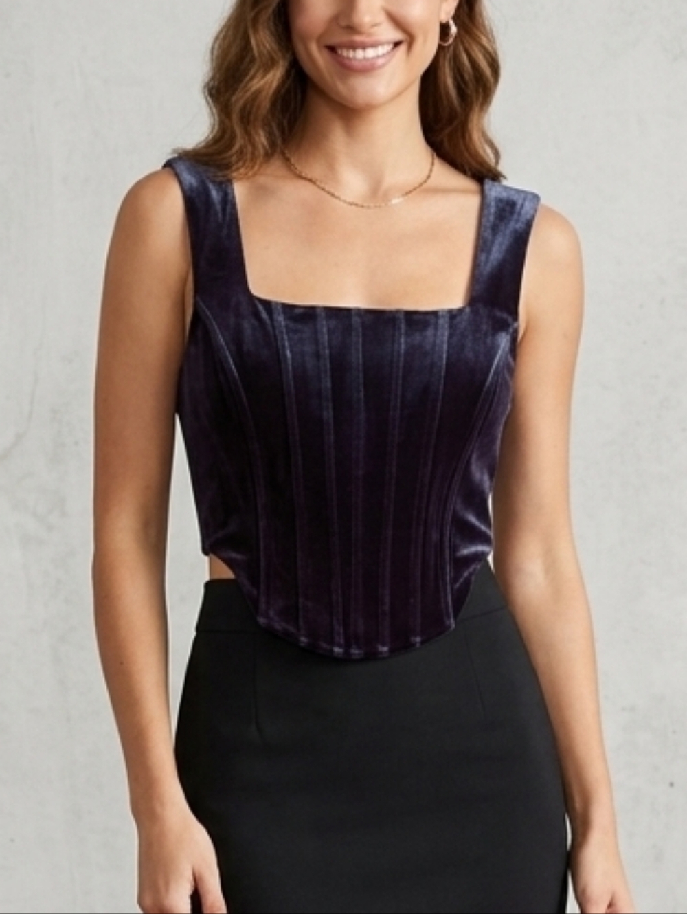 Lina Velvet Square Neck Corset Top Whimsigoth Color Change